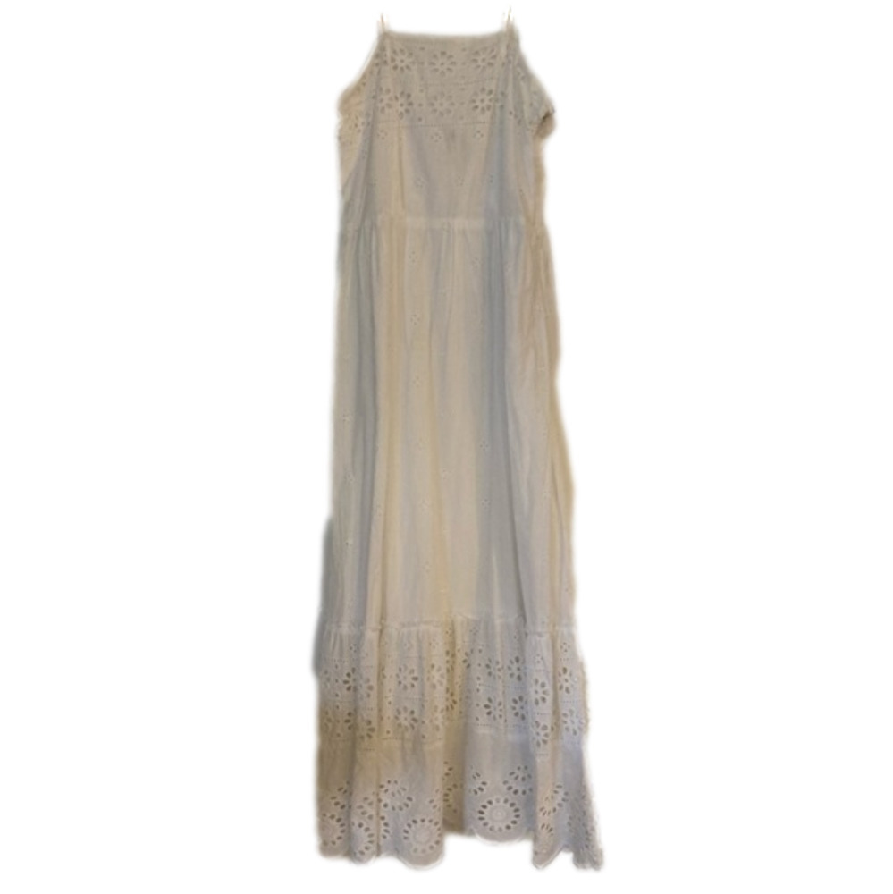 𝅺JAPNA cotton white eyelet midi peasant dress. Size S